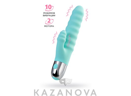 Вибратор Flovetta Flax с клиторальным стимулятором бирюзовый