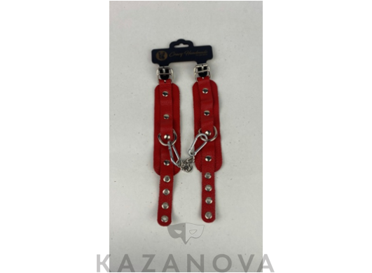 Наручи Crazy Handmade со сцепкой из натуральной кожи красные 1107