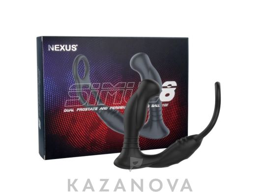 Стимулятор простаты NEXUS Revo Simul 8 с кольцом на мошонку и половой член черный
