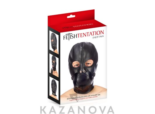 Маска-шлем Fetish Tentation с кляпом черная
