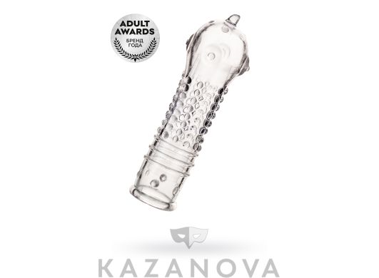 Насадка A-Toys увеличивающая с шипиками и кольцами прозрачная 14 см