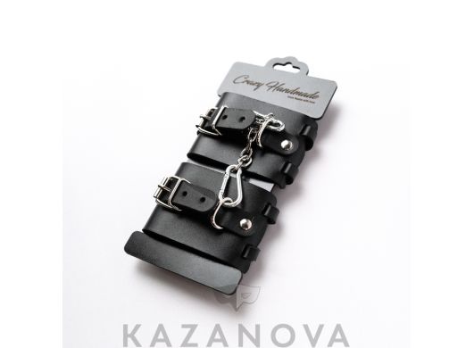 Наручи Crazy Handmade из натуральной кожи чёрные 1125