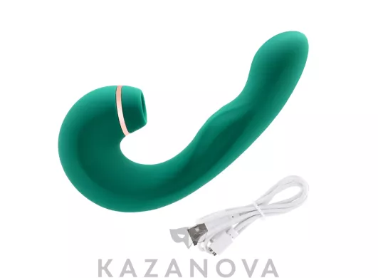 Вакуум-волновой стимулятор клитора с вибрацией Clap Stick зеленый