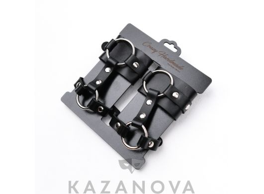 Наручи Crazy Handmade из натуральной кожи с креплением на кисть чёрные