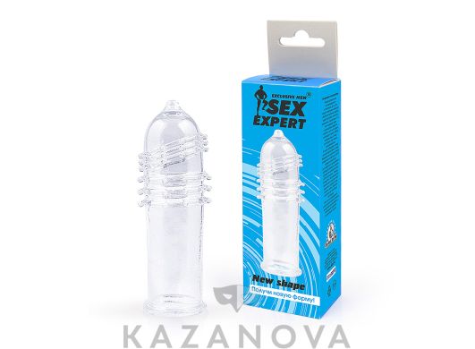 Насадка Sex Expert New Shape с кольцами и усиками прозрачная